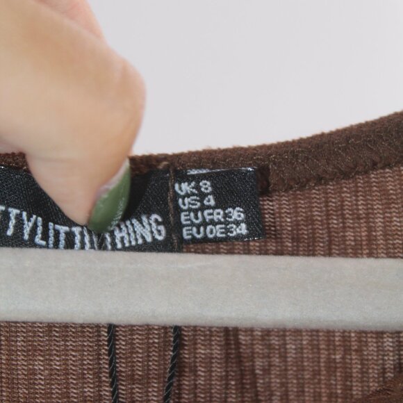 Women's Pretty Little Thing Brown Mini Dress Size 4 - Picture 4 of 8